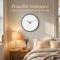 Wall Clock for Living Room, 12 Inch Metal Frame Narrow Design Movement Operated Hanging for Home Office