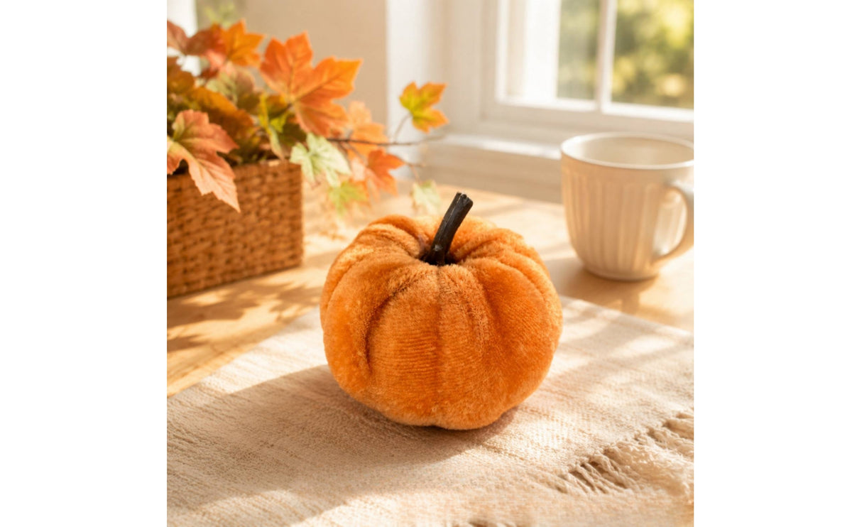 Velvet Pumpkin Decorative Faux Pumpkin Ribbed Faux Pumpkins for Photographers