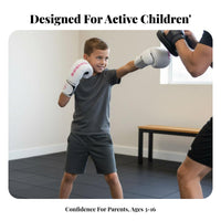 Shock Absorbing Kids Boxing Gloves Thick Padding Kids Boxing Set Wear-Resistant PU Leather Young Training Gloves Wide Wrist Support for Boys, Girls