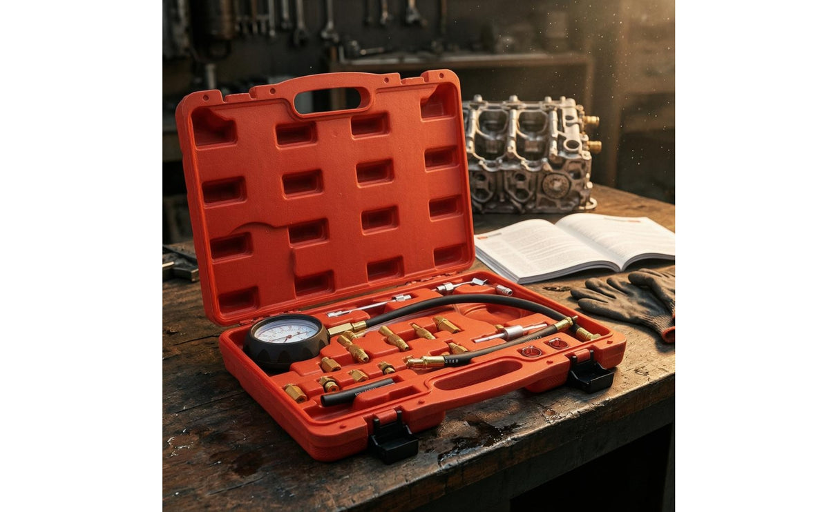 Petrol Pressure Test Kit Molded Storage Case Petrol Pressure Tester Metal Adapters