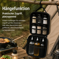 Camping Spice Bag, Outdoor Spice Organizer with 9 Jars, Leak-proof & Moisture-resistant, 16x12x14cm