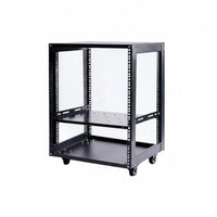 Heavy-Duty Construction 19-Inch Accessible Frame Rack With Locking Casters Accessible Frame Equipment Rack Good Ventilation Mobile Equipment Cabinet High Load Capacity for Musicians, IT Technicians, Home Workspace Users, Stage