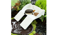 Food-Grade Plastic Turtle Basking Platform with Feeding Trough Aquatic Turtle Feeding Station Cold-Blooded Animal Climbing Ramp for Aquarium, Terrarium