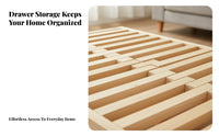 Extendable Wooden Sofa Bed Space-Saving Design Solid Wood Pull out Bed Easily Converts Extendable Daybed with Storage for Small Areas, Apartment