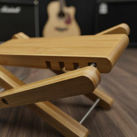 Polished Finish Classical Guitar Footstool Portable Bamboo Guitar Foot Rest Foldable Performance Footstool for Guitarists, Musicians, Practice