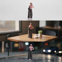1/64 Scale Figure Cityscape Miniature Woman with Cap Standing Figurine Realistic Female Figurine Collectible for Hobbyists