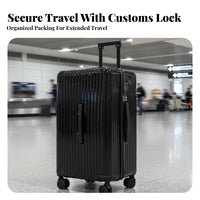 Large Capacity 5-Wheel Suitcase Adjustable Telescoping Handle Trolley Luggage Shock-Resistant for Women, Adults, Vacation, Weekend Getaways
