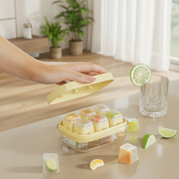 Mini Silicone Ice Cube Tray with Lid for Home Refrigerator, Press-Type Ice Ball Maker for Quick Release