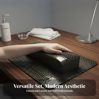 Soft Padding Snakeskin Pattern Hand Rest and Mat Easy to Clean Manicure Hand Pillow Comfortable for Manicurists, Clients, Home, Travel