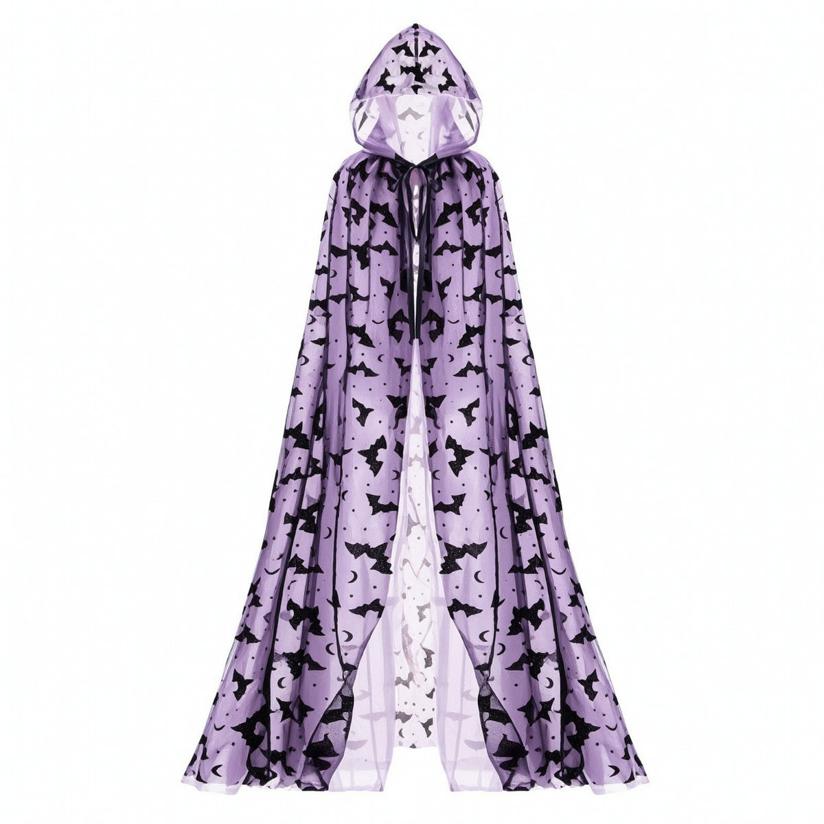 See-Through Mesh Cape with Nocturnal Winged Creature Pattern Halloween Nocturnal Winged Creature Cape Lightweight Costume Long for Cosplayers
