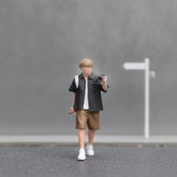 1/64 Miniature Standing Figure with Backpack Painted Scale Model Person for Hobbyists