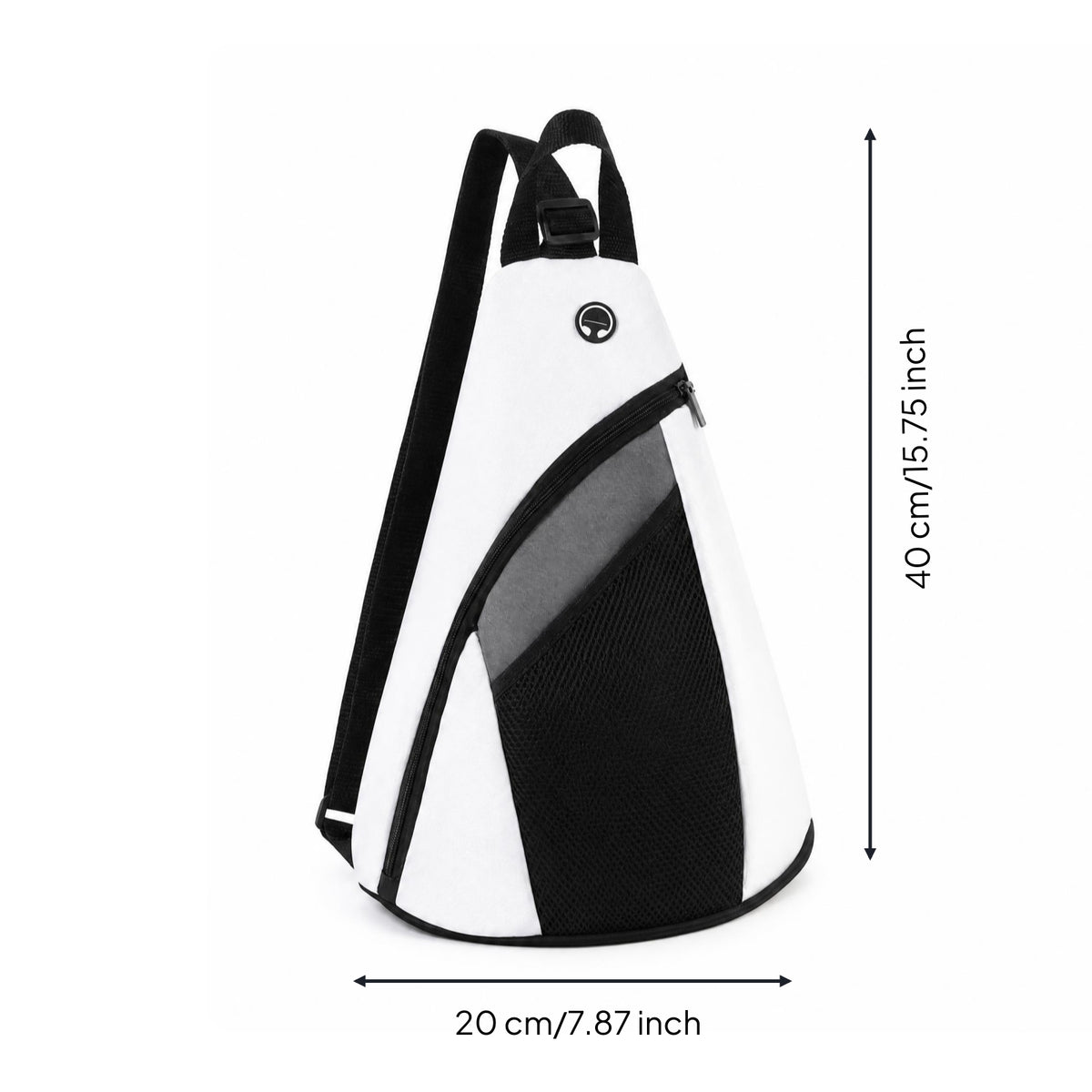 Black and White Hard Shell Backpack Diagonal Zip Triangular Backpack Streamlined Sports Bag Structured