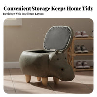 Cartoon Design Hippopotamus Storage Stool Multi-Functional Hippo Storage Ottoman Sturdy and Stable creatureShaped Seat Easy to Clean for Children, Families, Parents, Entryway, Living Room, Playroom, Bedroom