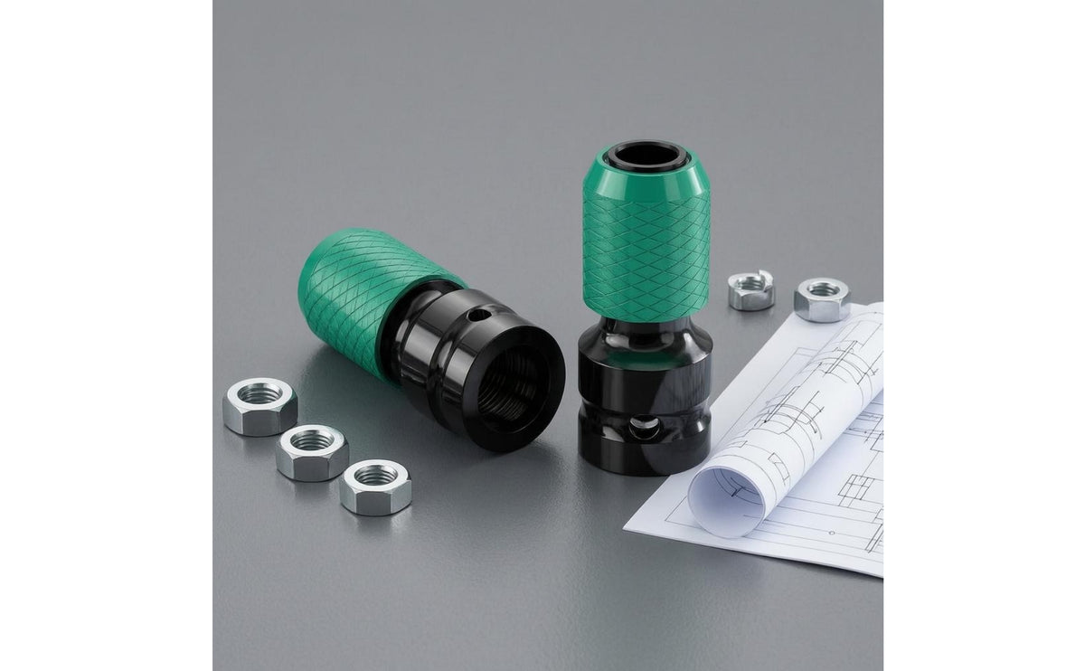 2 Pieces Diamond Grip Telescoping Adapter Head Textured Drill Socket Adapter Metal Body Socket Driver Extension Bit Polished Collar