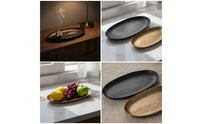 Oval Aluminum Tray Low-Profile Decorative Metal Tray Versatile for Tabletop Organization, Coffee Table, Tea Service