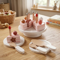 Sliceable Wooden Birthday Cake Imaginative Wooden Cake Toy Colorful Pretend Food Child-Centered for Toddlers, Preschoolers, Kids, Tea Party, Daycare