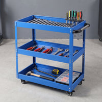 Compact 3-Tier Tool Cart with Pegboard Sturdy Rolling Tool Cart Secure Rolling Workshop Organizer with Hooks Wear-Resistant for Garage, Repair Shop