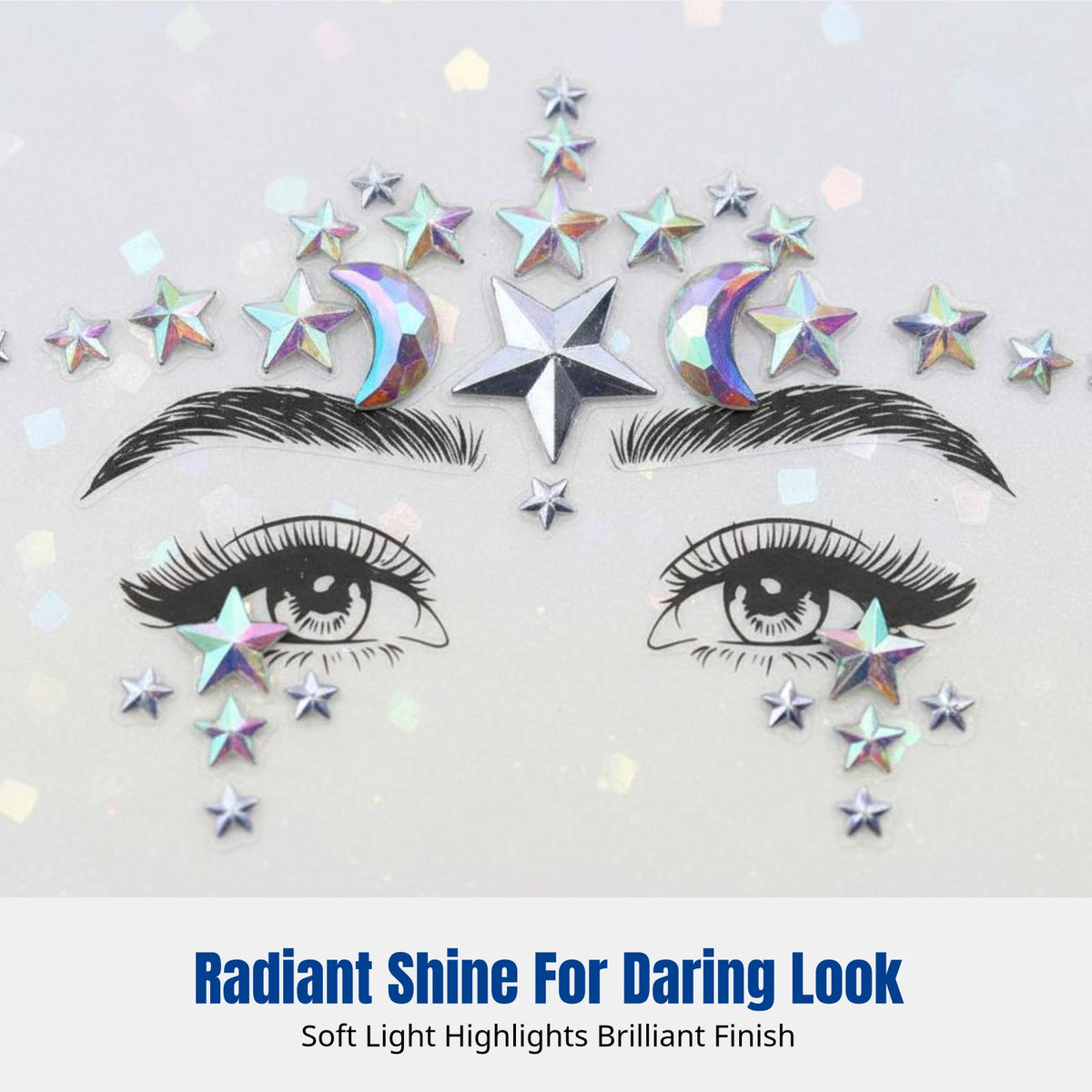 Geometric Sparkle Gel Face Sticker, Brow Crystal, Event Makeup Decoration, Shiny Crystal, Random Pattern