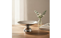 Fruit Bowl with Pedestal Silver Pedestal Serving Bowl Round Dessert Plate for Dining Table