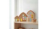 3 Pieces Wooden Blocks with Acrylic Openings Translucent Decor Colorful Decoration for Desktop, Nursery