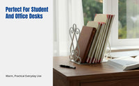Vintage Metal Bookend, Creative Iron Book Holder, Retro Desk Organizer, Book Rack for Study Supplies, School Stationery