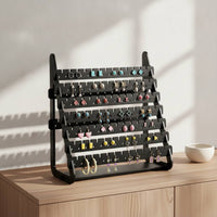 Multi-Tier Earring Holder with Notches Space-Saving Jewelry Organizer with Holes Sturdy Tabletop Jewelry Stand Elegant for Dresser