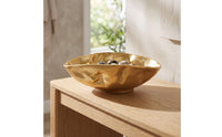 Bowl with Hammered Texture Gold Irregular Metal Bowl Organic Rim Decorative Centerpiece for Tabletop, Entryway, Living Room