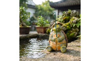Fishing Turtle Ornament Garden Turtle Ornament with Fishing Rod Outdoor for Pond
