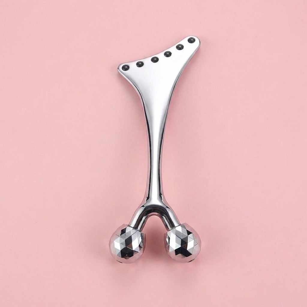 Germanium Face Roller for Care Routine, Metal Cooling for Eye Massage, Manual Facial Tool for Lifting