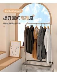 服装店展示架落地式男女童装专用陈列可移动货架橱窗多功能挂衣架 118cmU型带篮衣架+橡胶轮