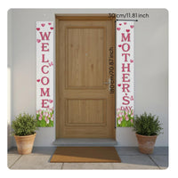 2 Pieces Festive Atmosphere Joyful Mother's Day Porch Banners Easy to Hang Mother's Day Door Couplets Reusable Holiday Decoration for Yard