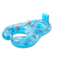 Inflatable Parent-Child Swim Collar Sitting-in Baby Pool Buoy with Steering Wheel Portable Baby Pool Buoy with Seat Sturdy for Toddlers