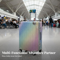 Rainbow Gradient Design Multifunctional Hard-Shell Suitcase Hardshell Body Hardside Carry-on Wheels Luggage Internal Organizer for Travelers, Vacationers, Frequent Flyers, Vacations, Studying Abroad, Weekend Getaways, Airports