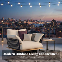 Woven Sofa and Chair Set Nordic Design 4-Piece Woven Sofa Set Outdoor Furnishing for Hosts, Hospitality Businesses, Garden, Balcony, Deck