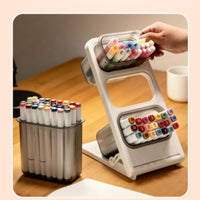 Slanted Desktop Pen Holder Tilted Slanted Pen Holder Foldable Desk Organizer Space-Saving Stationery Storage Organizer