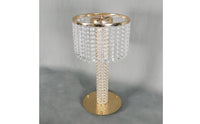 Crystal Vase Stand Ornamental Gold Crystal Vase Stand Hanging Beads Wedding Centerpiece Lamp for Banquet, Display Window