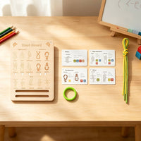 Knot Practice Board with Cords Wooden Knot Tying Practice Kit for Kids, Classroom, Travel