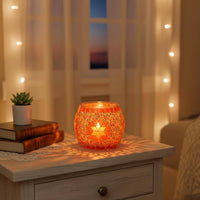 Mosaic Glass Candle Holder Romantic Atmosphere Colorful Mosaic Candle Jar Great Gift Idea Snowflake Pattern Votive for Candlelight Dinner, Restaurant