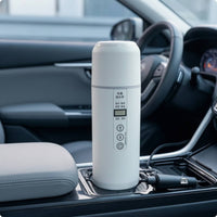 12V/24V Car Heating Cup Stainless Steel Electric Kettle with Car Adapter Portable Electric Heating Cup Insulated for Commuters