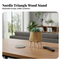 Rattan& design Weave Tripod Planter Desktop Size Flower Pot Holder Modern Design House Decoration Easy Assembly for Plant Lovers, Office Workers, Living Room, Balcony, Windowsill, Garden