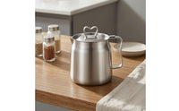 Matching Lid Stainless Steel Oil Filter Pot Side Handle Oil Filter Pot Loop Knob Grease Container Silver Finish