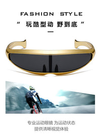 新款电镀银海豚墨镜X战警鱼形眼镜 未来战士男户外运动骑行太阳镜