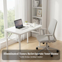 Space-Saving Foldable Computer Desk adaptable Rectangular Folding Table Portable Workstation Sturdy Frame for Students, telecommuting Workers, Apartment Dwellers, Dorm Room, Home Office, Bedroom, RV