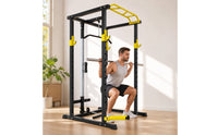 Strength Rack with Cable Pulley Full-Frame Complete Strength Rack Multiple Grip Home Workout Station for Strength Trainers, Weightlifters