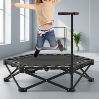Foldable Fitness Trampoline with Handle Adjustable Folding Trampoline with Handlebar Anti-Slip Rebounder with Handle Waterproof for Apartment
