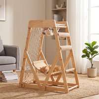 Cat Activity Tree Perch with Sisal Scratching Posts, 3-Level Wood Tree for Medium Cats, Stable Furniture for Apartments