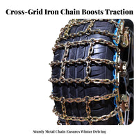 2 Pieces Anti-Skid Tire Chain Automatic Tightening Car Snow Chain Easy Installation Winter Driving Gear for Van Owners, Commuters, Icy Roads
