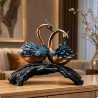 Swan Figurine with Curved Base Elegant Gilded Waterfowl Decor Carved Ornament for Homeowners, Entryway, Wedding, Housewarming