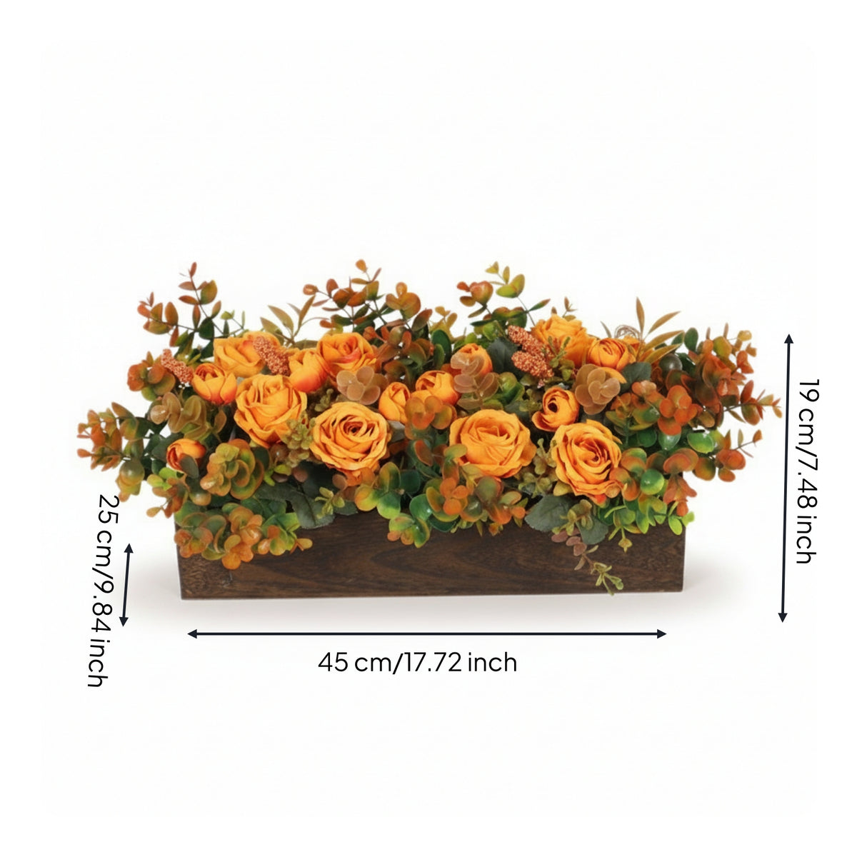 Rustic Wooden Flower Arrangement Mixed Greenery Autumn Floral Centerpiece Faux Floral Centerpiece Farmhouse Style
