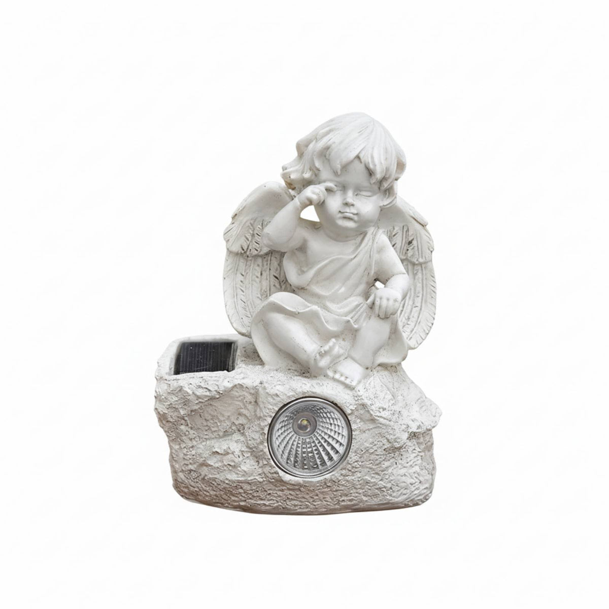 Solar Cherub Statue Light Source Brightness Resin Cherub Sculpture Outdoor Decoration Weather Resistant Lawn Decoration